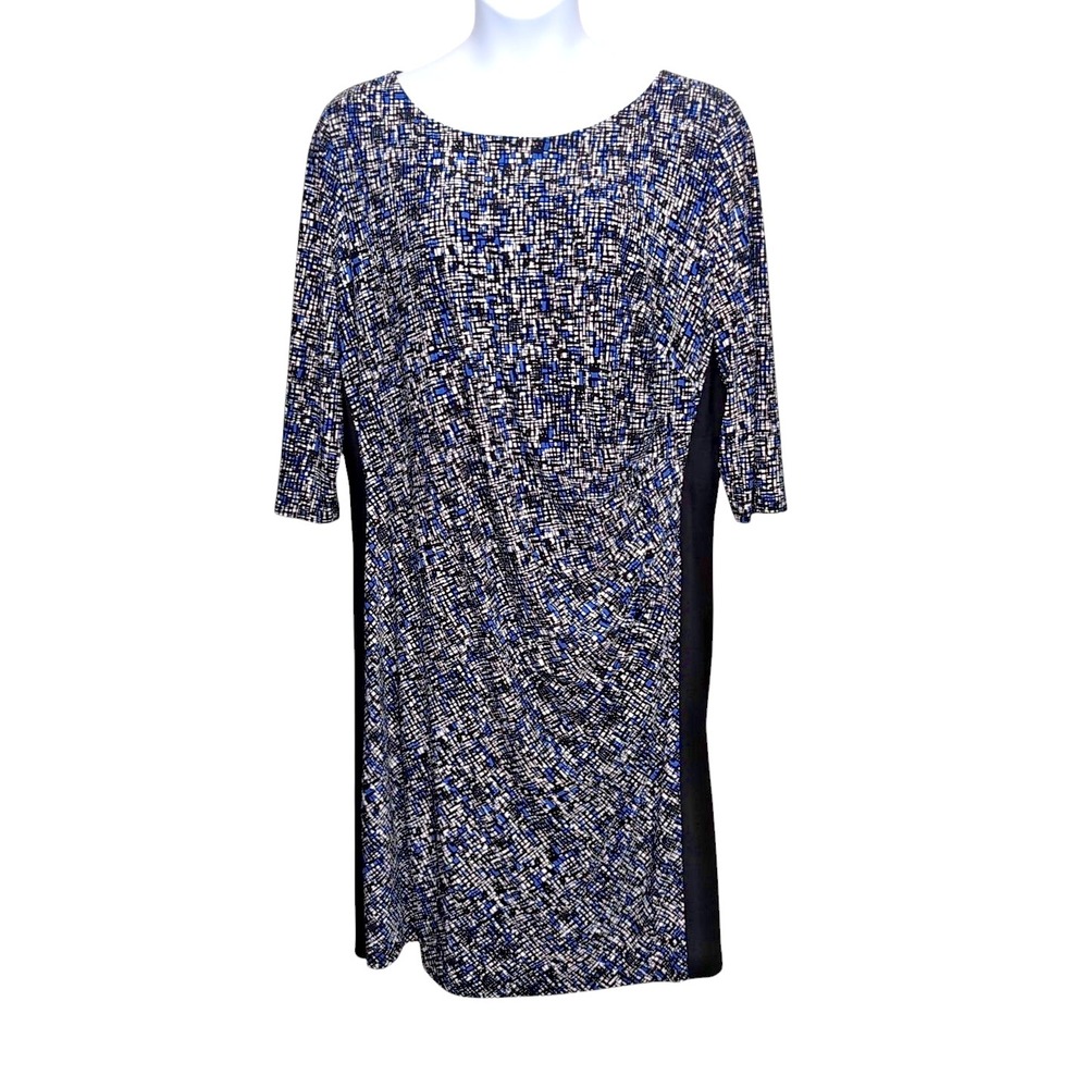 LAUREN RALPH LAUREN Sheath Dress Womens Plus Size 24W Blue Black Career‎ Ruched